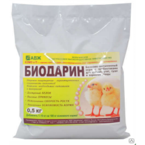 Добавка кормовая БиоДарин для цыплят и птиц 0,5 кг