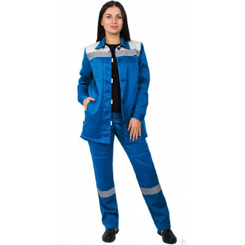 Костюм женский Весна-1 СОП Смесовая 210 брюки васильковый/серый
